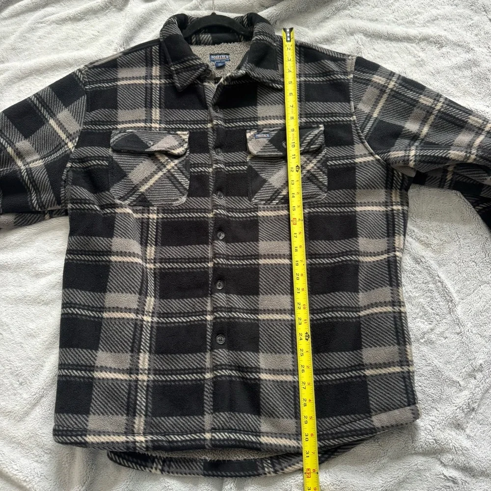 Smith’s Work Wear Black and Gray Plaid Men's Sherpa Lined Jacket Size XXL‎